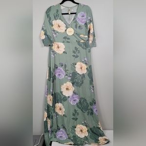 NWT Lara Fasion Sage Green Floral Maxi dress